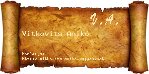 Vitkovits Anikó névjegykártya